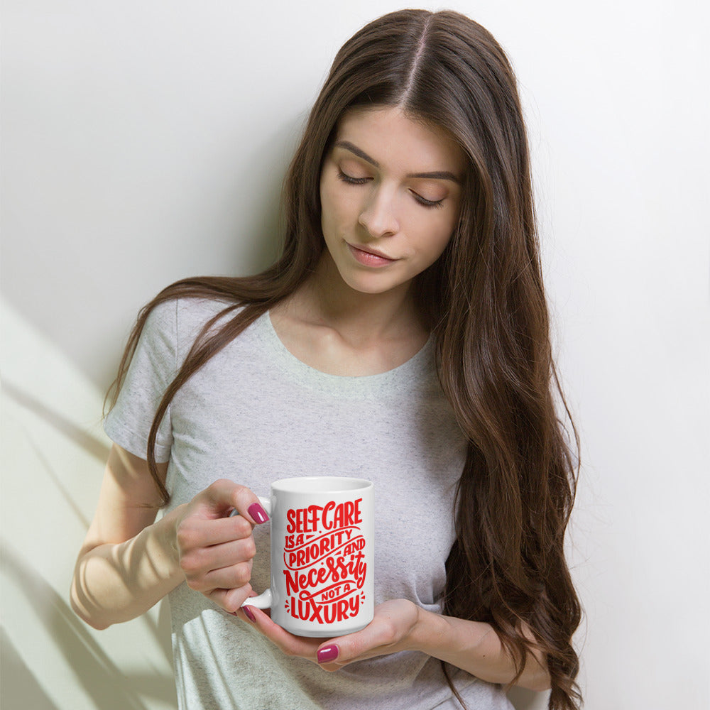 Self Care Is a Priority mug-white